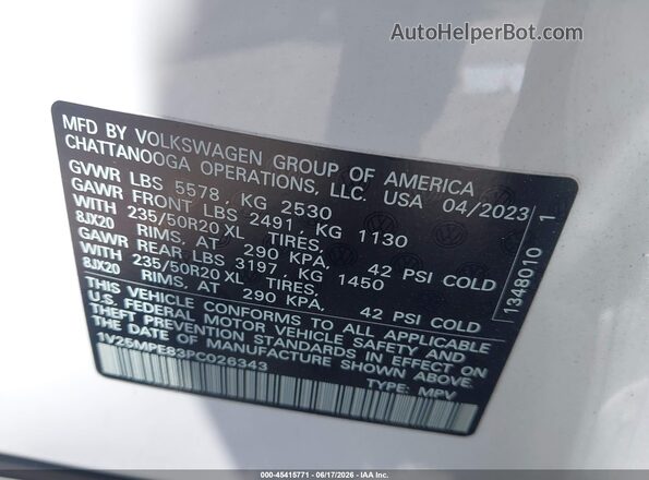 1V25MPE83PC026343 2023 VOLKSWAGEN ID.4 Белый Вид подкапотного пространства