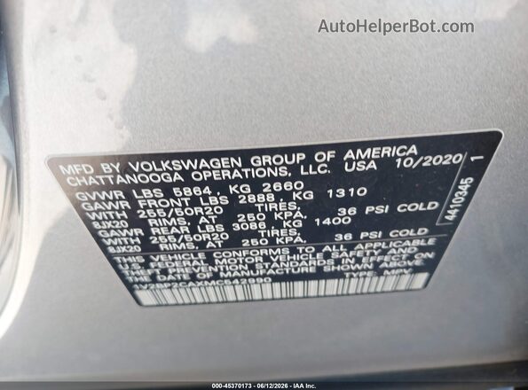 1V2BP2CAXMC542990 2021 VOLKSWAGEN ATLAS Silver Vista del compartimento del motor