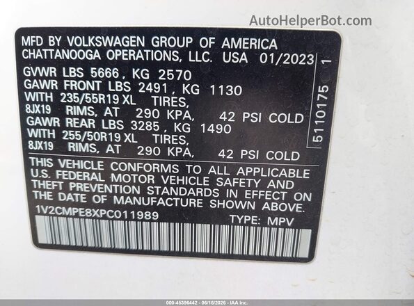1V2CMPE8XPC011989 2023 VOLKSWAGEN ID.4 Белый Вид подкапотного пространства