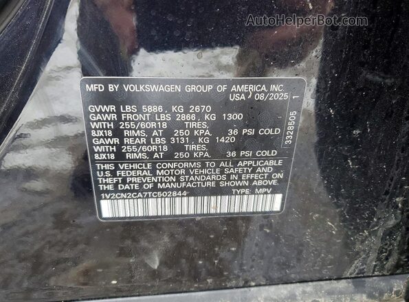 1V2CN2CA7TC502844 2026 VOLKSWAGEN ATLAS Черный 