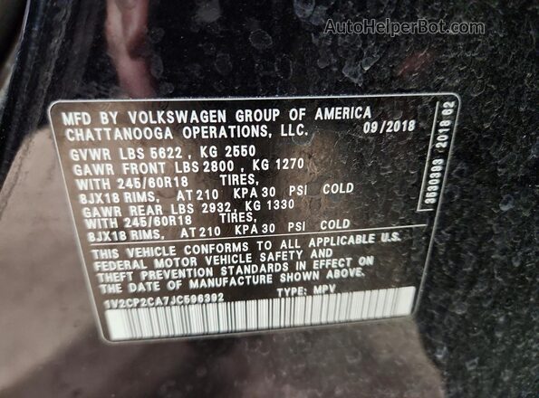 1V2CP2CA7JC596392 2018 VOLKSWAGEN ATLAS Black 