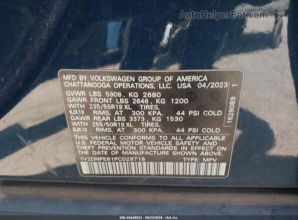 1V2DNPE81PC029718 2023 VOLKSWAGEN ID.4 Синий Вид подкапотного пространства