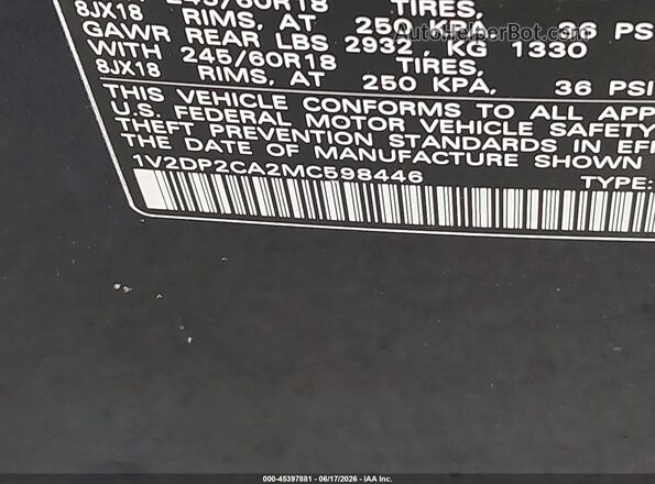 1V2DP2CA2MC598446 2021 VOLKSWAGEN ATLAS Black ძრავის განყოფილების ხედი
