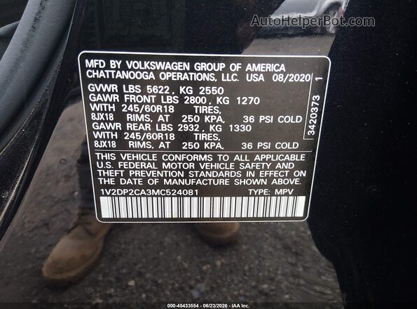 1V2DP2CA3MC524081 2021 VOLKSWAGEN ATLAS Черный Вид подкапотного пространства