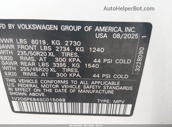 1V2DSPE84SC015068 2025 VOLKSWAGEN ID.4 White Engine compartment view