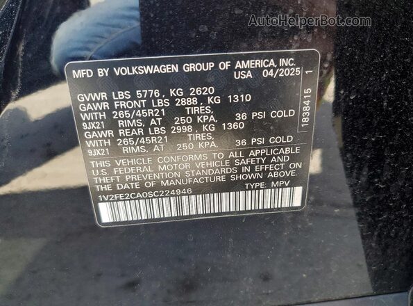 1V2FE2CA0SC224946 2025 VOLKSWAGEN ATLAS Black 