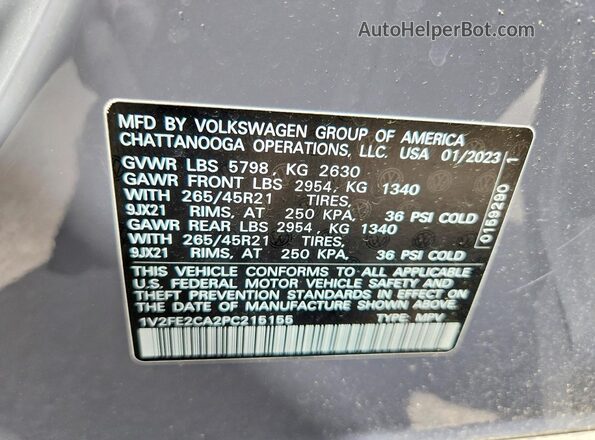 1V2FE2CA2PC215155 2023 VOLKSWAGEN ATLAS Gray 