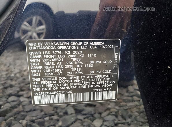 1V2FE2CA6RC215520 2024 VOLKSWAGEN ATLAS Black VIN կոդի պիտակի տեսք