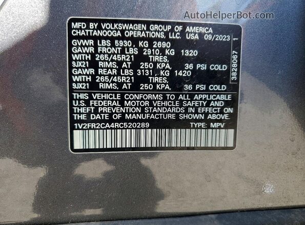 1V2FR2CA4RC520289 2024 VOLKSWAGEN ATLAS Серый 