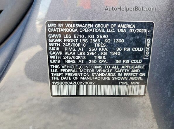 1V2GC2CA2LC223082 2020 VOLKSWAGEN ATLAS Серый Панорамный вид салона 360°