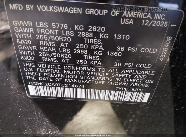 1V2HC2CA9TC214674 2026 VOLKSWAGEN ATLAS Black Vista del compartimento del motor
