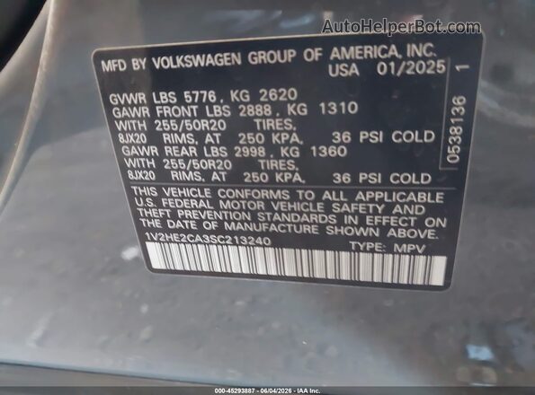 1V2HE2CA3SC213240 2025 VOLKSWAGEN ATLAS Gray Widok komory silnika