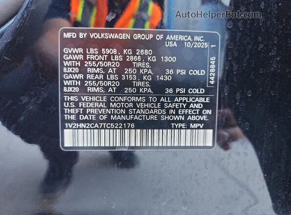 1V2HN2CA7TC522176 2026 VOLKSWAGEN ATLAS Черный 