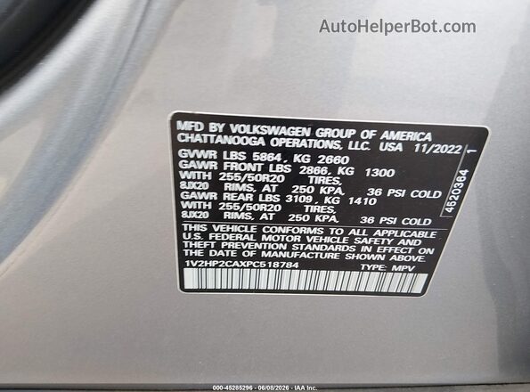 1V2HP2CAXPC518784 2023 VOLKSWAGEN ATLAS Silver Vista del compartimento del motor
