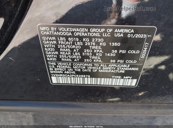 1V2HR2CA2PC528879 2023 VOLKSWAGEN ATLAS Black Շարժիչի բաժամունքի տեսք