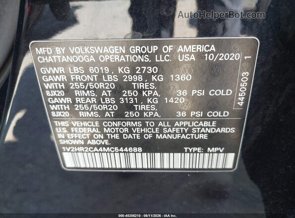 1V2HR2CA4MC544688 2021 VOLKSWAGEN ATLAS Black 