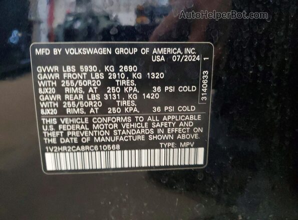 1V2HR2CA8RC610568 2024 VOLKSWAGEN ATLAS Black 