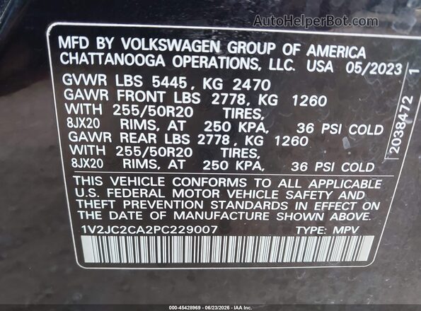 1V2JC2CA2PC229007 2023 VOLKSWAGEN ATLAS Black Engine compartment view