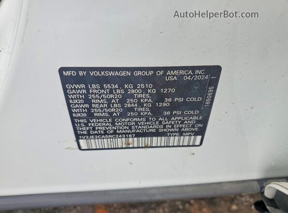 1V2JE2CA5RC243187 2024 VOLKSWAGEN ATLAS White Սալոնի 360 աստիճան տեսք