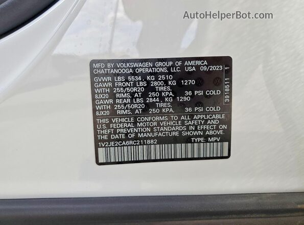 1V2JE2CA6RC211882 2024 VOLKSWAGEN ATLAS White 