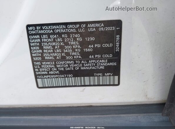 1V2JNPE85PC047190 2023 VOLKSWAGEN ID.4 White Շարժիչի բաժամունքի տեսք