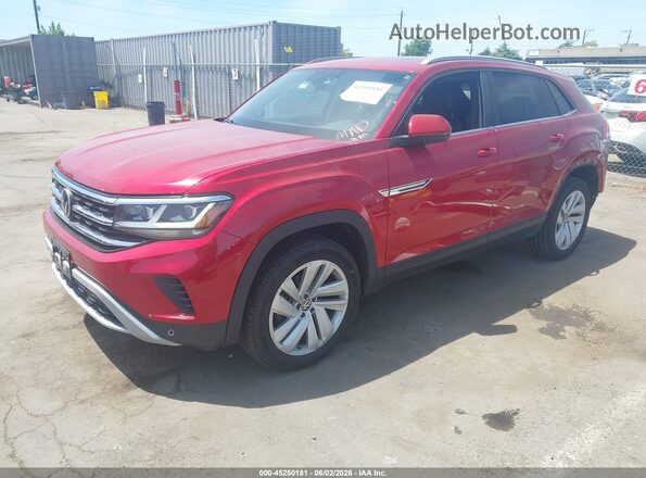 1V2KE2CA2MC209916 2021 VOLKSWAGEN ATLAS Red Առջևի ձախ երեք քառորդ տեսարան