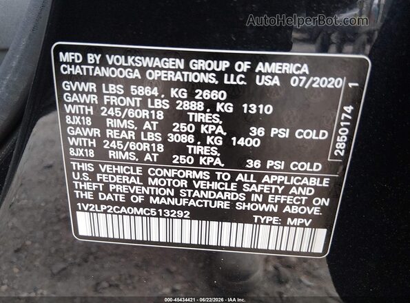 1V2LP2CA0MC513292 2021 VOLKSWAGEN ATLAS Black Вид підкапотного простору