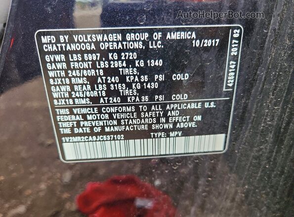 1V2MR2CA9JC537102 2018 VOLKSWAGEN ATLAS Черный Панорамный вид салона 360°