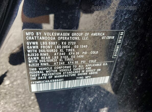 1V2MR2CA9JC589491 2018 VOLKSWAGEN ATLAS Black 