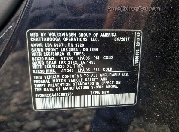 1V2NR2CA4JC503251 2018 VOLKSWAGEN ATLAS Черный Панорамный вид салона 360°