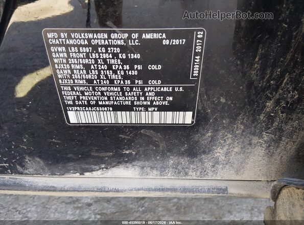 1V2PR2CA0JC530679 2018 VOLKSWAGEN ATLAS Black ძრავის განყოფილების ხედი