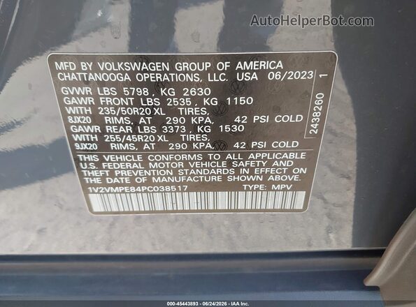 1V2VMPE84PC038517 2023 VOLKSWAGEN ID.4 Gray Widok komory silnika