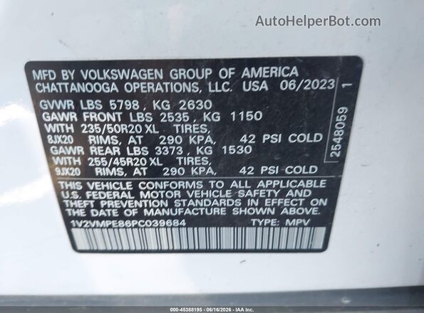 1V2VMPE86PC039684 2023 VOLKSWAGEN ID.4 White Вид підкапотного простору