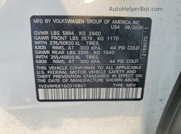 1V2VRPE81SC010801 2025 VOLKSWAGEN ID.4 White Вид підкапотного простору
