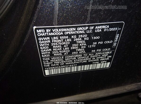 1V2WE2CA3PC216377 2023 VOLKSWAGEN ATLAS Black Вид підкапотного простору