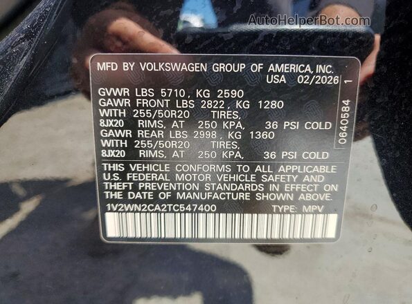 1V2WN2CA2TC547400 2026 VOLKSWAGEN ATLAS Black 