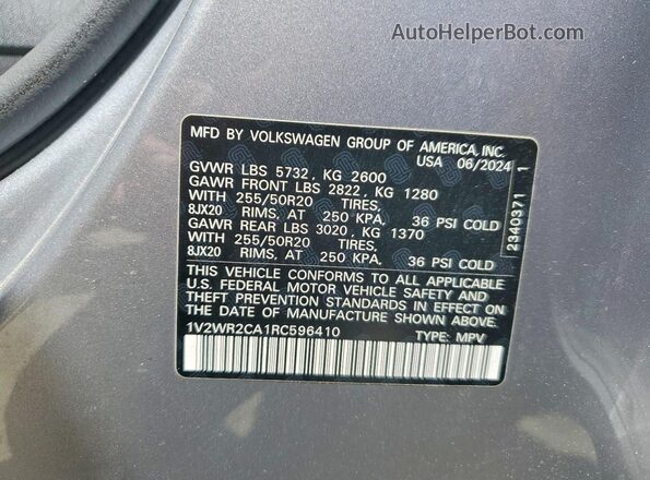 1V2WR2CA1RC596410 2024 VOLKSWAGEN ATLAS Серый 
