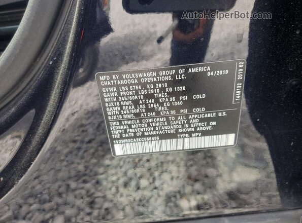 1V2WR2CA2KC558495 2019 VOLKSWAGEN ATLAS Black 
