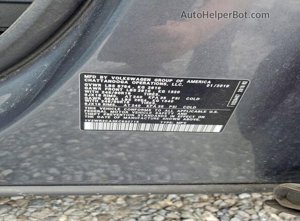 1V2WR2CA3KC532715 2019 VOLKSWAGEN ATLAS Серый 