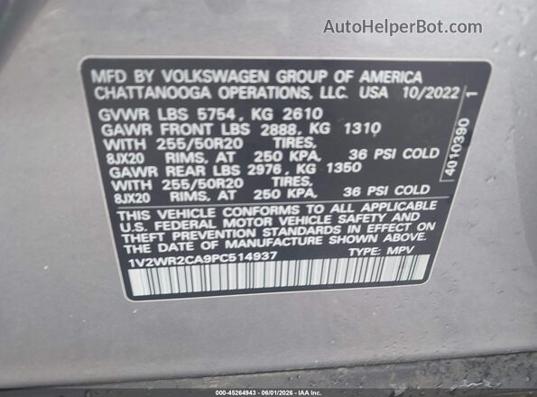 1V2WR2CA9PC514937 2023 VOLKSWAGEN ATLAS Silver Engine compartment view