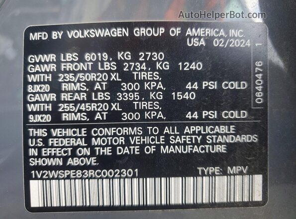 1V2WSPE83RC002301 2024 VOLKSWAGEN ID.4 Gray 