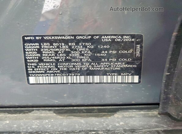 1V2WSPE87RC017979 2024 VOLKSWAGEN ID.4 Серый 