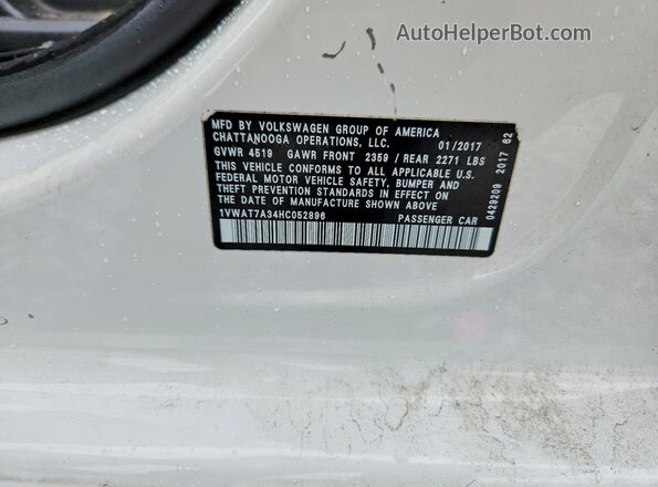 1VWAT7A34HC052896 2017 VOLKSWAGEN PASSAT Белый 