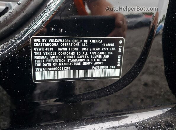 1VWAT7A38GC011282 2016 VOLKSWAGEN PASSAT Black Вид підкапотного простору