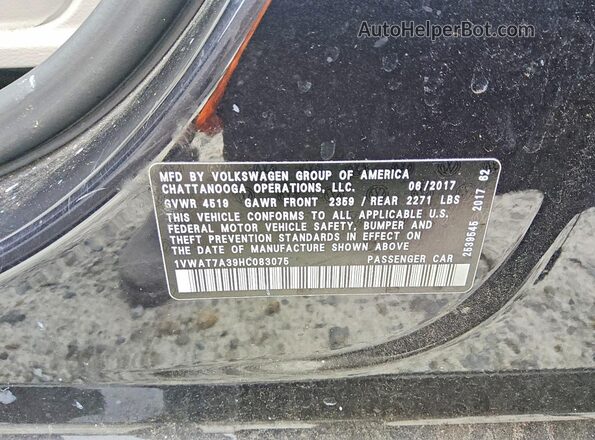 1VWAT7A39HC083075 2017 VOLKSWAGEN PASSAT Black 
