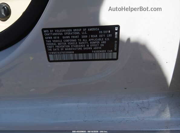 1VWBS7A37GC039906 2016 VOLKSWAGEN PASSAT White Շարժիչի բաժամունքի տեսք