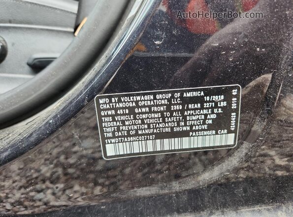 1VWDT7A36HC027107 2017 VOLKSWAGEN PASSAT Black Vista del compartimento del motor