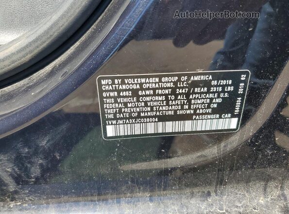 1VWJM7A3XJC038004 2018 VOLKSWAGEN PASSAT Черный Вид подкапотного пространства