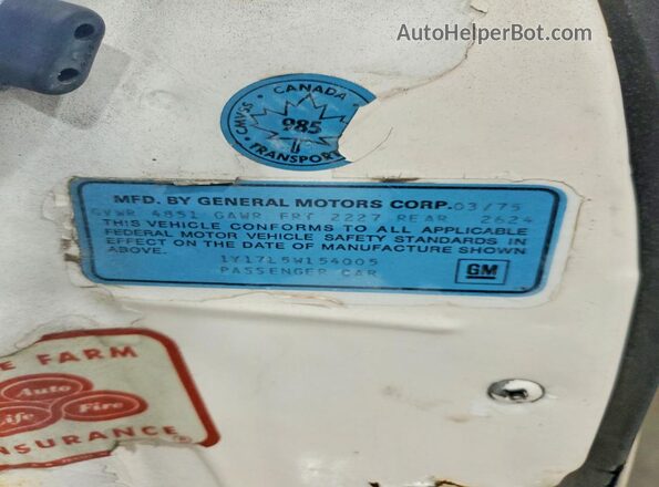 1Y17L5W154005 1975 CHEVROLET NOVA Charcoal Vista del compartimento del motor