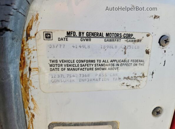 1Z37L7S427368 1977 CHEVROLET CORVETTE White Շարժիչի բաժամունքի տեսք